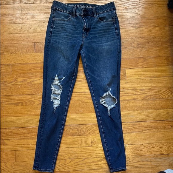American Eagle Outfitters Denim - American Eagle Outfitters Dark Blue Distressed Skinny Jeans